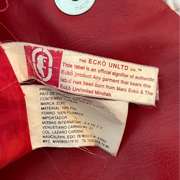ECKO unltd RARE Marc ECKO Autograph Gold Rhino Red Crossbody Bag Vintage - Picture 9 of 17